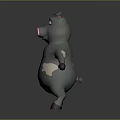 Cartoon Pig Game Animation Character 3D Model With Round Body Pink Nose And White Spots