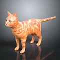 Striking Orange Tabby Cat Standing On Shiny Surface With Black Background
