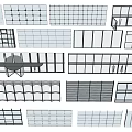 Various Window Grille Design Patterns With Different Grid And Line Structures 3d model