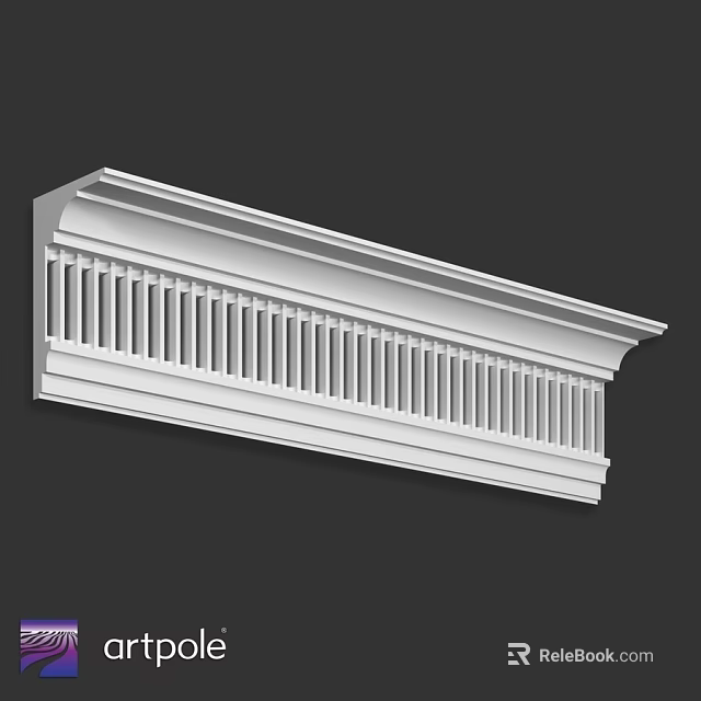 White Architectural Decorative Molding With Vertical Stripes And Elegant Design For Interior Use 3d model 