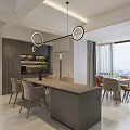 Modern Living Dining Room Interior With TV Wall Sofa Potted Plant And Curtains