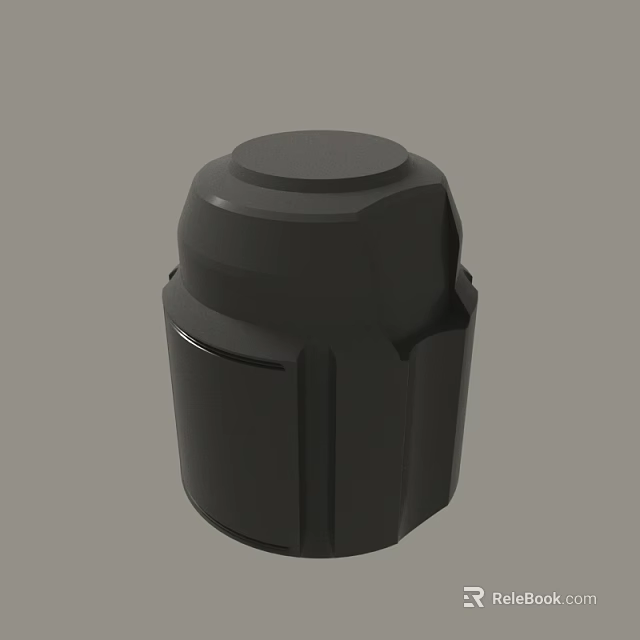 Black Cylindrical Component With Flat Top And Textured Side Structure Design 3d model