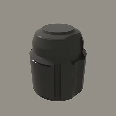 Black Cylindrical Component With Flat Top And Textured Side Structure Design 3d model