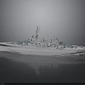 White Warship Model With Detailed Superstructure Antennas And Deck For Display Or Collection