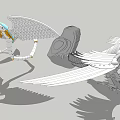 Flying Animal Models Featuring Spread Wings Standing Posture And Feathered Structure 3d model