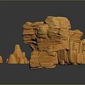 Orange Rock-like 3D Model Scene Components With Stacked Layers And Irregular Shapes For Scene Construction 3d model