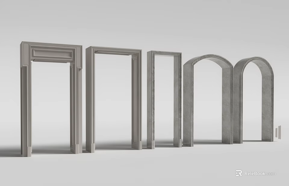 Variety Of Door Frame Line Designs In Minimalist Style 3d model 