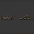 Traditional Chinese Architectural Roof Components With Ancient Tile Eaves And Structures 3d model