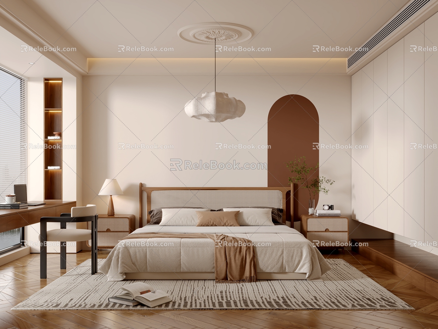 Retro Simple Style Bedroom 3d model