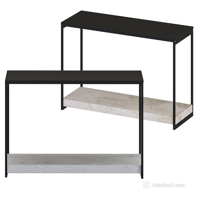 Elegant Modern Console Table With Black Metal Frame And Marble Top 3d model
