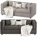 Light and Dark Gray Two-Seater Sofas with Decorative Pillows and Heart-Patterned Blanket 3d model
