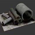 Concrete Pipes In Various Sizes Stacked For Industrial Construction Applications