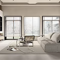Modern Living Dining Room Open Layout With White Sofa Glass Coffee Table TV Staircase And Plant