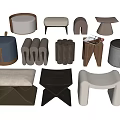 Modern Stylish Stools Collection Featuring Various Designs And Materials For Home Decor 3d model