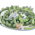 Scenic Park Landscape With Lush Trees Winding Paths And Water Features 3d model