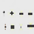 Modern Wall Sconces With Various Geometric Designs And Warm Yellow Lighting 3d model