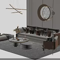 Modern Elegant Sofa Coffee Table Set With Light Gray Upholstery Multiple Pillows And Accent Chair