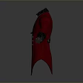 Elegant Red Long Coat With Black Trim And Buttoned Front Design For Daily Wear