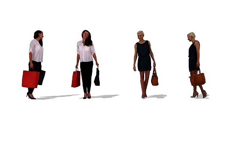 Leisure women shopping to carry things characters 3d model