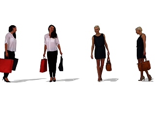 Leisure women shopping to carry things characters 3d model