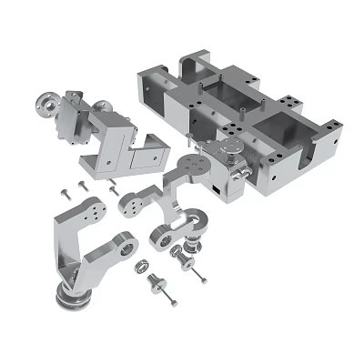 Precision Machined Metal Mechanical Parts With Brackets Bolts And Nuts 3d model
