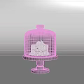Fresh Berry Topped Cake On Wooden Stand With Glass Dome Cover