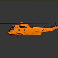 Orange Helicopter with Large Rotors Shiny Fuselage Design on Dark Background