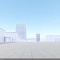 Modern Glass Office Building Night View With Illuminated Windows And Trees