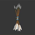 Bundled Arrows With White Arrowheads And Brown Shafts Tied In Blue Ribbon