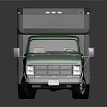 Green Cab Gray Cargo Box Commercial Delivery Truck With Reflective Surface 3d model