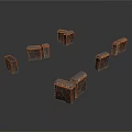 Small Dark Brown Block Shaped Building Models With Various Heights And Sizes On White Background