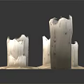 Decorative Lighting Set With Various Sizes Shapes And White Gray Candle Holders 3d model