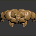 Golden Muscular Human Statue With Detailed Muscles And Standing Pose