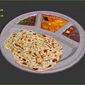 White Divided Plate With Naan Bread And Curry Sauce Compartments For Meals