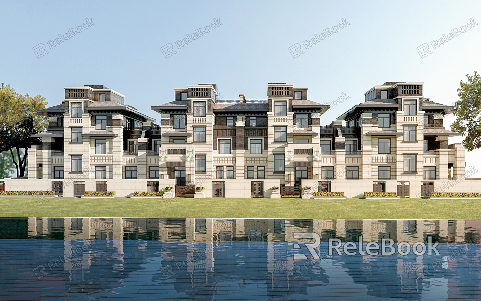 Modern Townhouse Overlay Villa Villa Architecture model