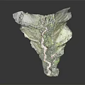 Garden Landscape 3D Terrain Design With Green Vegetation And Winding Paths