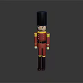 Classic Nutcracker Doll With Red Uniform Black Tall Hat Yellow Accents and Black Boots