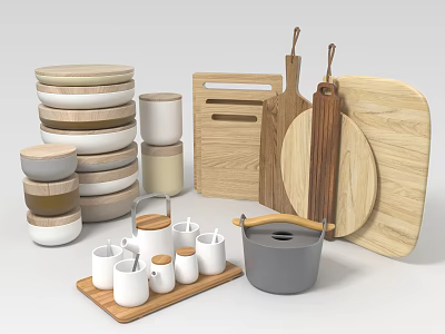 Nordic kitchen utensils cutting board 3d model