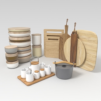 Nordic kitchen utensils cutting board 3d model