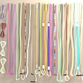 Colorful Component Straps Hanging on Wall with Hooks and Different Textures for Decorative Use 3d model