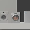 White Front Load Washing Machines With Modern Design And Control Panels 3d model