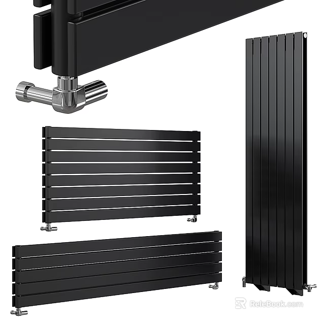 Black Modern Steel Panel Radiator Efficient Home Heating Contemporary Wall Mounted Design 3d model 