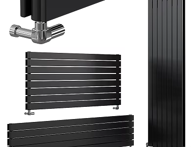 Black Modern Steel Panel Radiator Efficient Home Heating Contemporary Wall Mounted Design 3d model