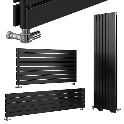 Black Modern Steel Panel Radiator Efficient Home Heating Contemporary Wall Mounted Design 3d model