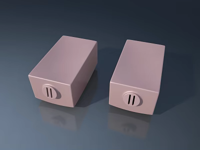 Two Pink Hinged Doors With Rectangular Shape And Handle Slots 3d model