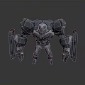 Futuristic Sci Fi Robot With Metallic Armor Mechanical Arms And Glowing Eyes
