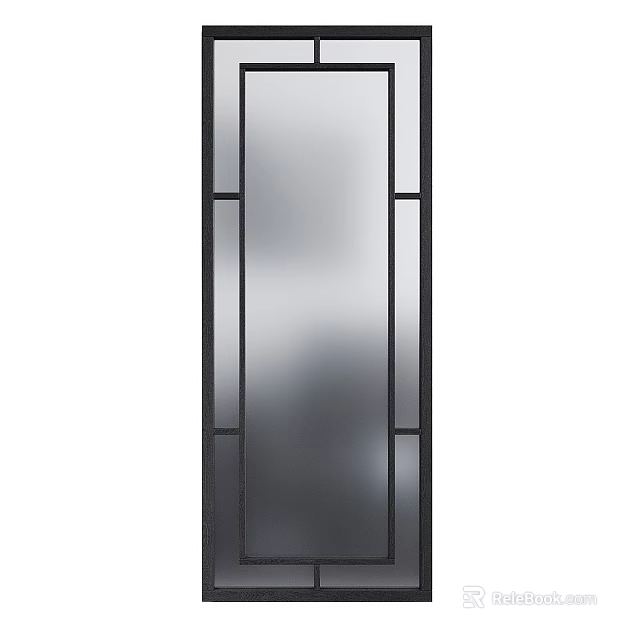 Full Length Mirror With Black Frame And Geometric Design For Home Decor 3d model 