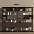 Brown Wooden Etagere with Multiple Shelves Books Vases and Decorative Items