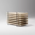 Modern Stacked Stool Structure With Wooden Sticks And Metal Frame Design
