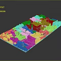 Urban City Building Model with Various Architectural Styles and Green Spaces Layout